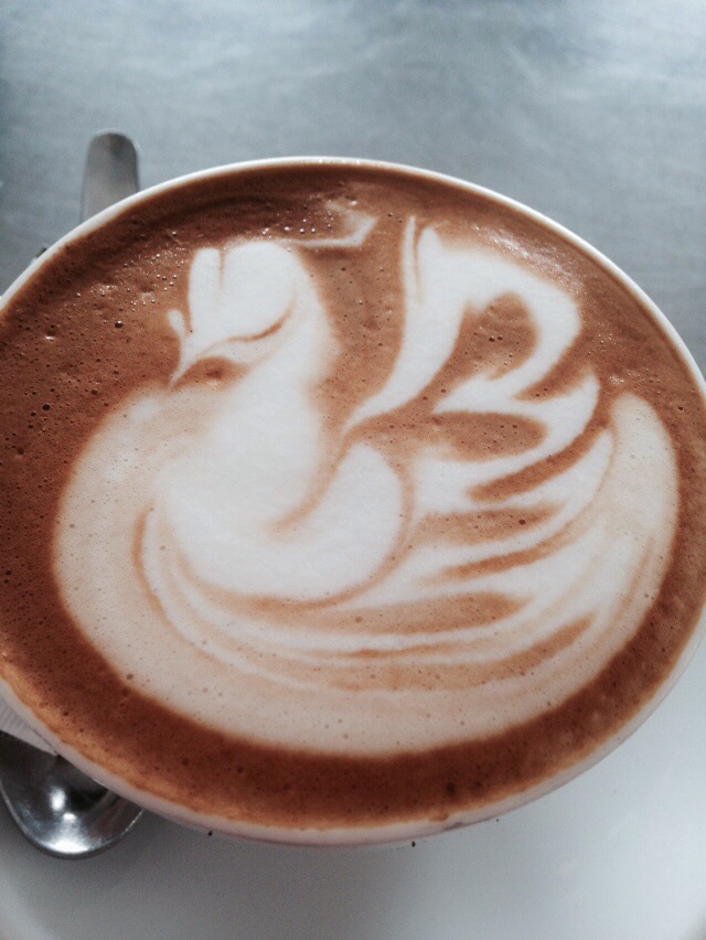 El dibujo de un cisne en la espuma de un café
